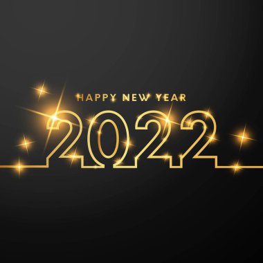 Altın sayı vektör tasarımı illüstrasyonlu yeni yıl 2022 kartın kutlu olsun.