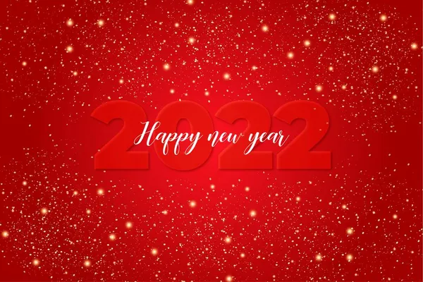 Χαριτωμένο Χαρούμενο Νέο Έτος 2022 Κάρτα Κόκκινο Φόντο Φώτα Σχεδιασμό — Διανυσματικό Αρχείο