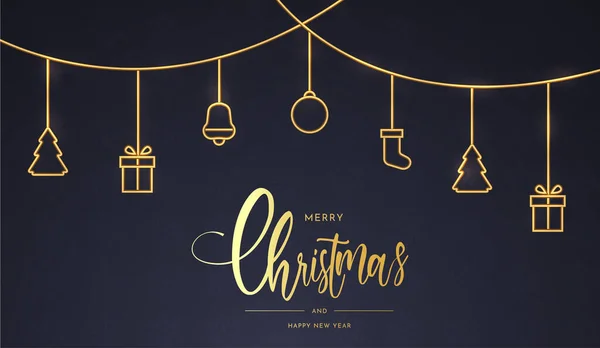 Weihnachten Hintergrund Mit Eleganten Goldenen Weihnachten Symbole Vektor Design Illustration — Stockvektor