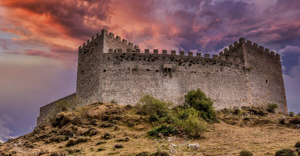 gothic medieval castle dramatic sky background