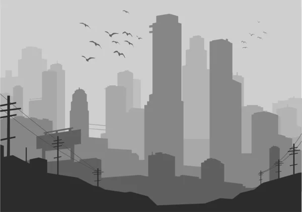 明信片或桌面城市的灰色背景 — 图库矢量图片