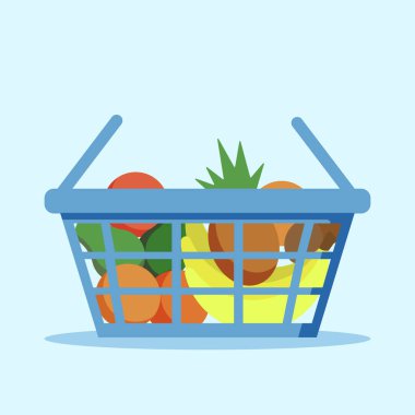   Bir market sepetinin düz çizimi