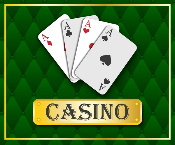 Realistic Casino Cards Inscription — Stock Vector