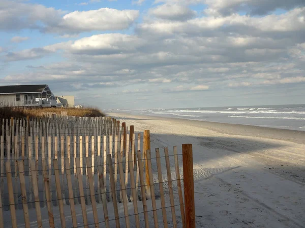 Védelmi Vívás Wrightsville Beachen Észak Karolinában Alkonyatkor — Stock Fotó