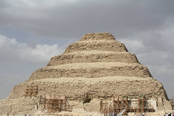 Egypt, Saqqara district. The stepped pyramid of Pharaoh Djoser.