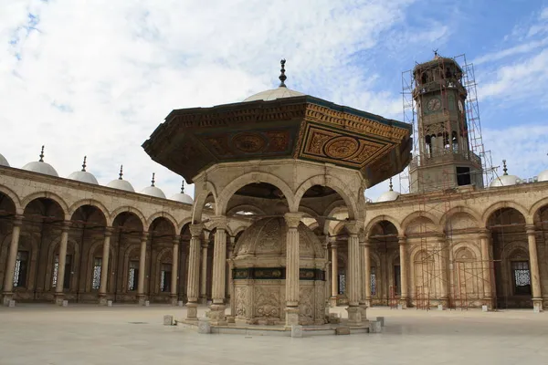 Caire Mosquée Muhammad Ali Cour Tour Horloge — Photo