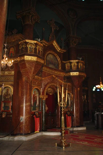 Каир Иконы Внутреннее Убранство Православного Храма Святого Георгия — стоковое фото
