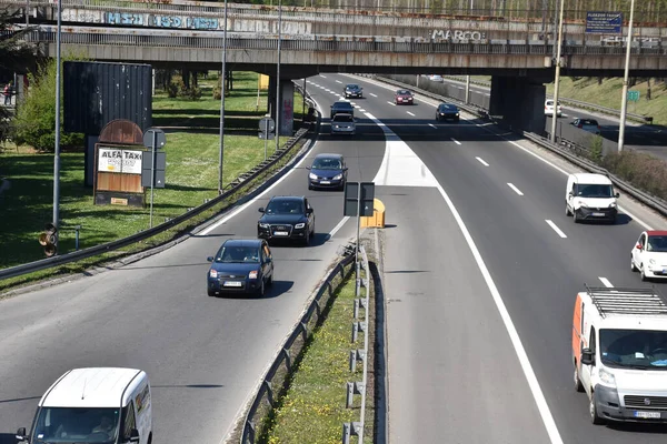 Tráfico Carretera Que Pasa Por Belgrado Paisaje Del Tráfico — Foto de Stock
