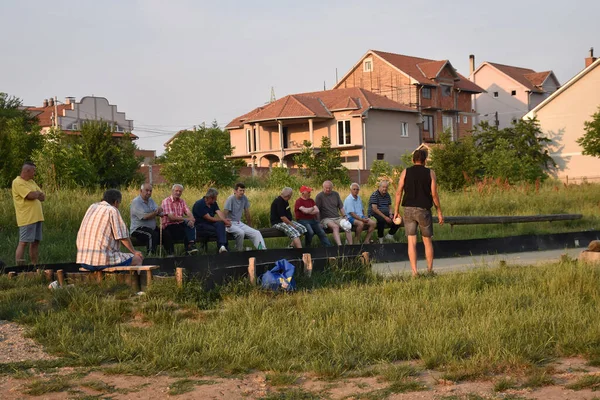 Social Game Older Men Field Village — Photo