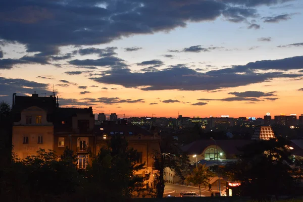 Panorama of Belgrade at dusk. Romantic atmosphere