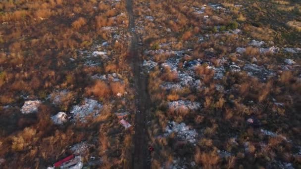 Aerial view full of waste garbage land close to a city. Bucharest, Romania — Stockvideo