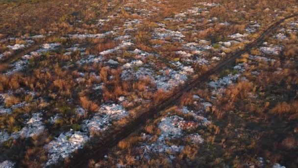 Aerial view full of waste garbage land close to a city. Bucharest, Romania — Vídeos de Stock