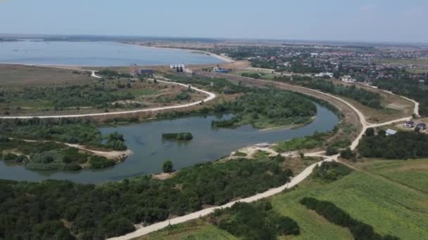 Summer Sunny Drone Shot Aerial View Flying Over Lake Close to Bucharest, RO — Video