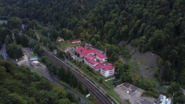 Drone footage of Hospital Orthopedics and Traumatology in Azuga Brasov Romania — Stockvideo