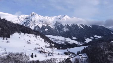 Beautiful Epic Scale Mountain Range French Alps Aerial Drone Footage 