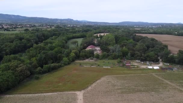 Forests, tiny lake and farm fields in the mountains in South of France Landscape — Video