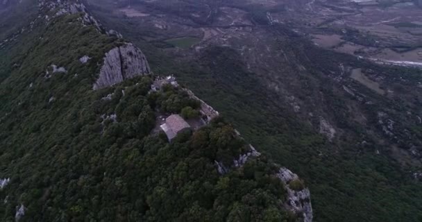 Puesta Sol Vista Aérea Del Pic Loup Occitanie Sur Francia — Vídeo de stock