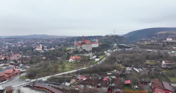 Famosa Attrazione Gotico Castello Corvin Hunedoara Transilvania Romania Filmati Alta — Video Stock