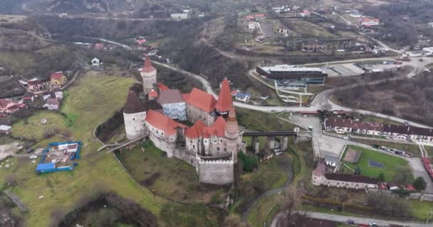 Atracție Faimoasă Gotic Castelul Corvin Din Hunedoara Transilvania România Imagini — Videoclip de stoc