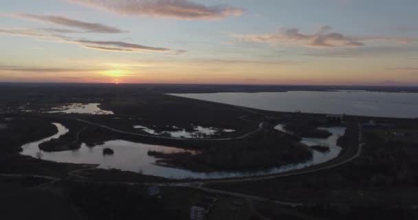 Belle Vue Sur Rivière Panoramique Sinueuse Entourée Par Forêt Drone — Video