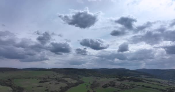 Cinematic Breathtaking Aerial Flying Side Revealing White Clouds Sky High — Stockvideo