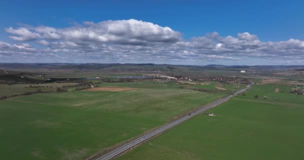 Amazing Romania Erial Landscape Typical Rural Sunny Day Drone Flying — Stok video