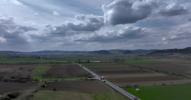 Campi Rurali Verdi Marroni Con Cielo Blu Estate Romania Riprese — Video Stock