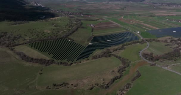 Drone Shot Solar Panel Rows Solar Power Facility Power Station — Stock video