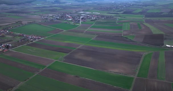 Aerial Lovely Small Village Embrace Beautiful Agricultural View High Quality — Vídeos de Stock