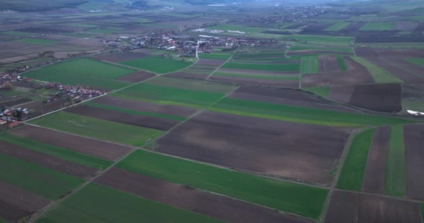 Aerial Lovely Small Village Embrace Beautiful Agricultural View High Quality — Stockvideo