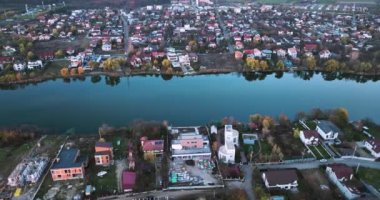 Drone footage of Mogosoaia City and Palace from above on a beautiful sunny day. High-quality DJI Mavic 3 5.1k and 4k footage were made in January 2022 in Romania on a sunny cold day.