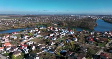Drone footage of Mogosoaia City and Palace from above on a beautiful sunny day. High-quality DJI Mavic 3 5.1k and 4k footage were made in January 2022 in Romania on a sunny cold day.