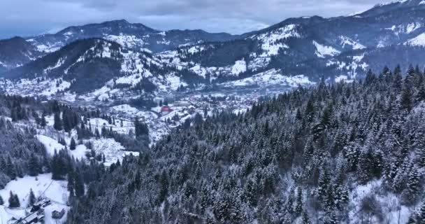 Winter Shooting Mountain Peak Panoramic Drone Shot Beautiful Scenery High — 图库视频影像