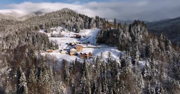 Beautiful Mountain Drone Landscape Small Village Hunedoara Romania High Quality — Stockvideo