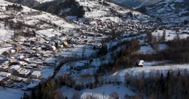 Beautiful Winter Mountain Landscape Hunedoara Country Romania Covered Snow High — Wideo stockowe