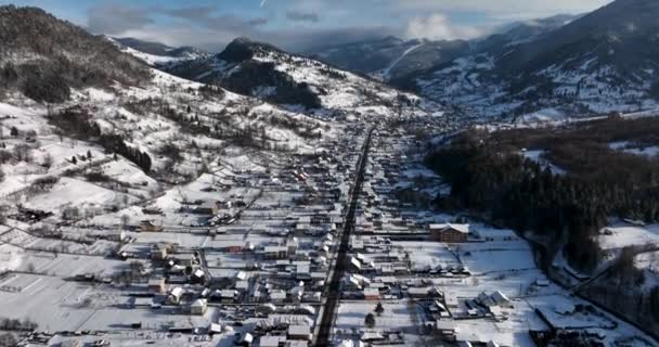 Beautiful Winter Mountain Landscape Hunedoara Country Romania Covered Snow High — Stock videók