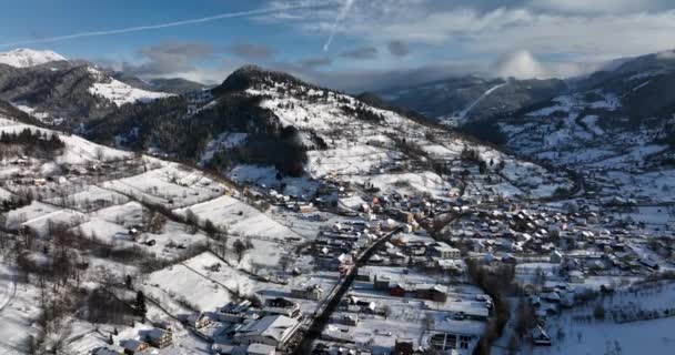 Beautiful Winter Mountain Landscape Hunedoara Country Romania Covered Snow High — Stok video