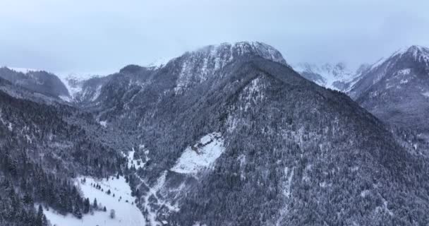 Winter Shooting Mountain Peak Panoramic Drone Shot Beautiful Scenery High — 비디오