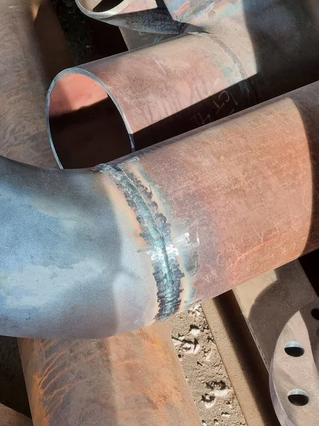 Welding Cracks Tap Welded Seam Pipeline Dn200 Heat Resistant Steel — Stock Photo, Image