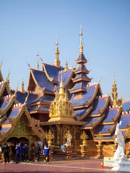 泰国庙宇中的气氛2021年2月26日 泰国苏霍泰 东沙姆 Wat Pipat Mongkol庙宇 — 图库照片