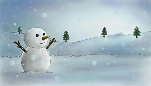 Background Snowman Snow — Stock Photo, Image