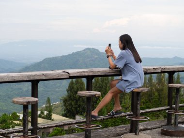 Woman Asain and Nationality Thai and mountain at Phetchabun, Thailand.