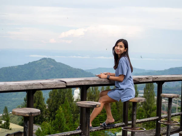 Woman Asain and Nationality Thai and mountain at Phetchabun, Thailand.