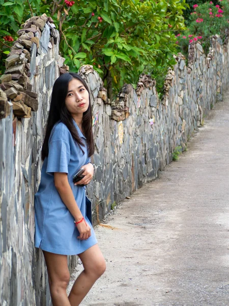 Asian Woman Road Phetchabun Thailand — Foto Stock