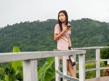 Woman Asain and Nationality Thai and mountain at Phetchabun, Thailand.
