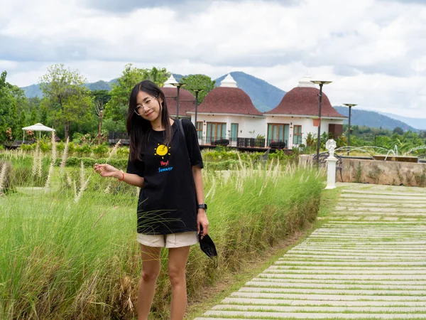 Woman Asian and Nationality Thai and nature at Sukhothai, Thailand.