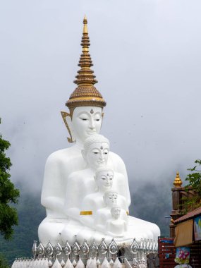White buddha and mountain at Phetchabun, Thailand.