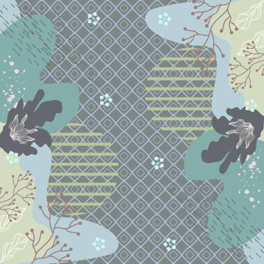 Çiçek tarzında ipek eşarp soyut desen tasarımı. Başörtüsü, eşarp, bandana, kumaş, moda, şal, duvar kağıdı, yatak örtüsü vs. için kullanışlı tasarım.