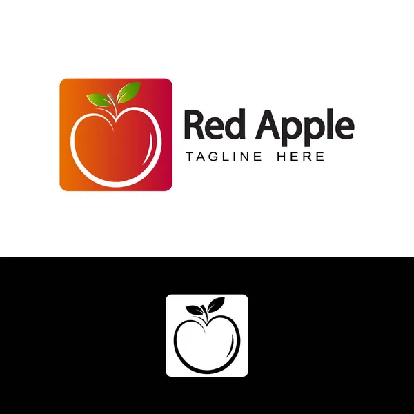 Kırmızı Elma Logo Şablon Tasarım Vektörü — Stok Vektör