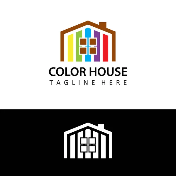 Дизайн Логотипа Раскраски Дома — стоковый вектор